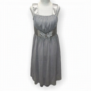 Marc JACOBS Silver  Grey Silk Pleated Pinstripes Embellished Tented Dress Size 6